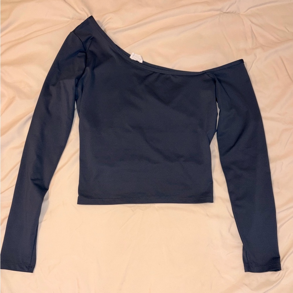 Cotton On Off-Shoulder Long Sleeve Top - Dark Blue